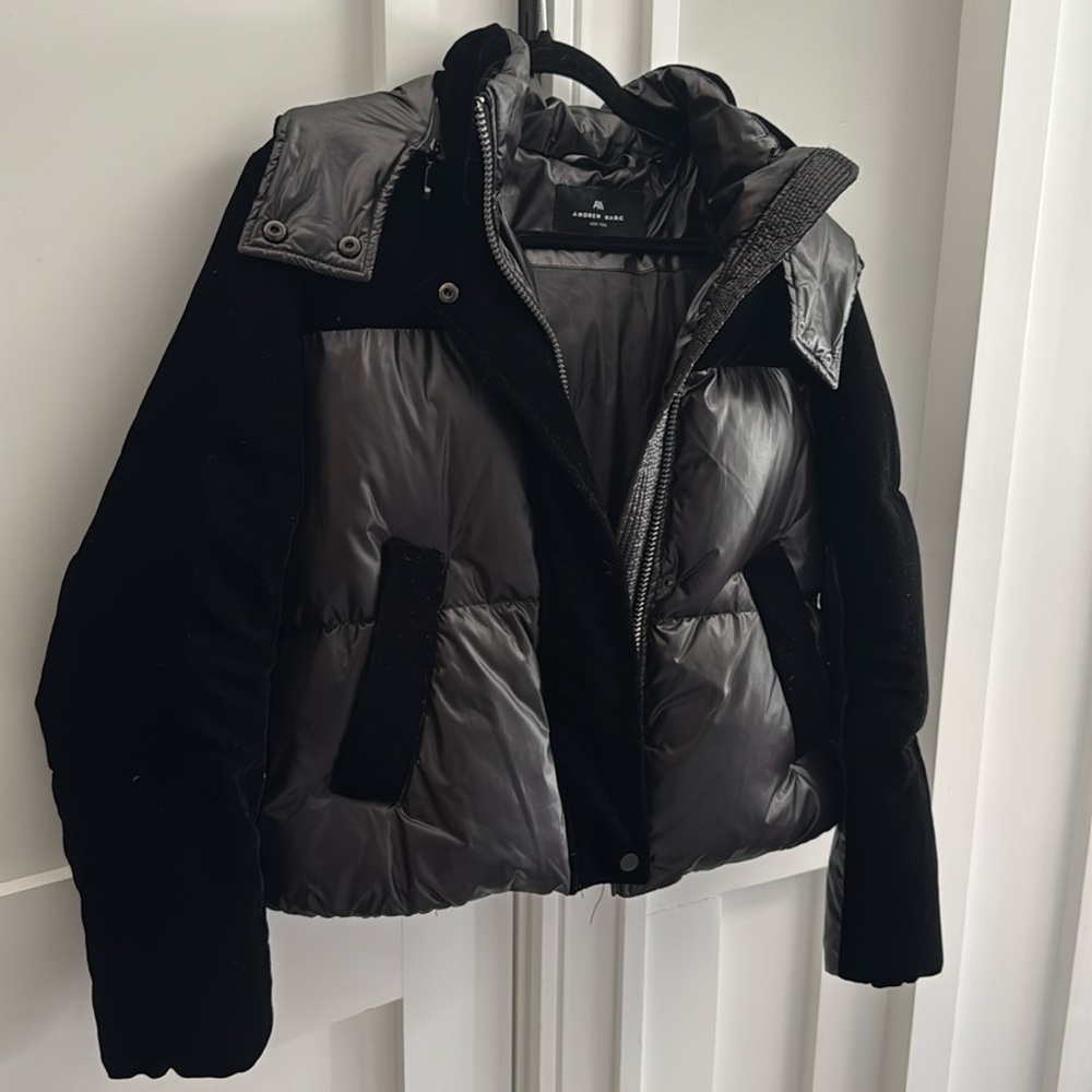 Andrew marc velvet puffer coat